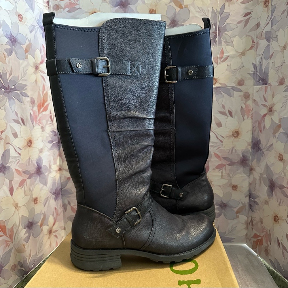 Earth Origins Penelope Americana Navy Leather Tall Riding Boots w/Box Size 8.5